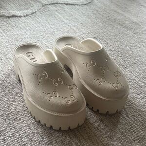 Gucci Women's Beige Platform Mules